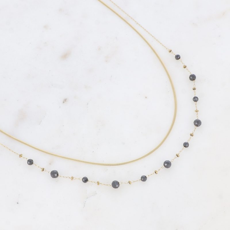 Collier Mélisandre - doré noir zircon – Image 2