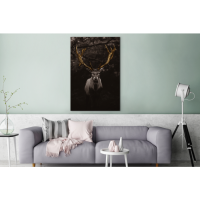 Toile Cerf Noir & Blanc aux Bois Dorés 80x120cm – Image 2