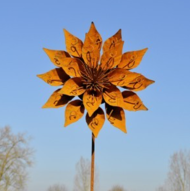 Piquet Fleur Métal Rouillé ø34cm H.140cm
