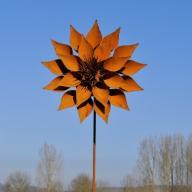 Piquet Fleur Métal Rouillé ø36cm H.140cm
