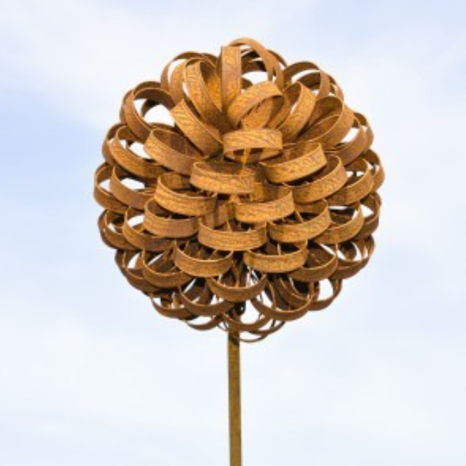 Piquet Fleur Métal Rouillé ø20cm H.147cm
