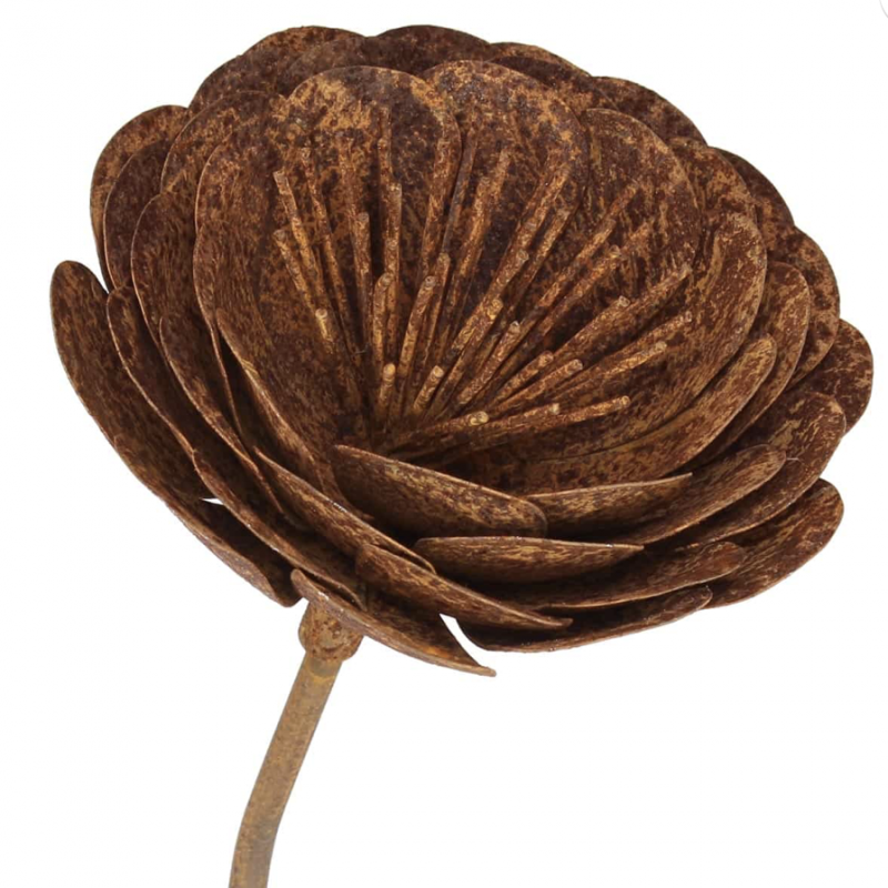 Piquet Fleur Métal Rouillé ø18cm H.130cm