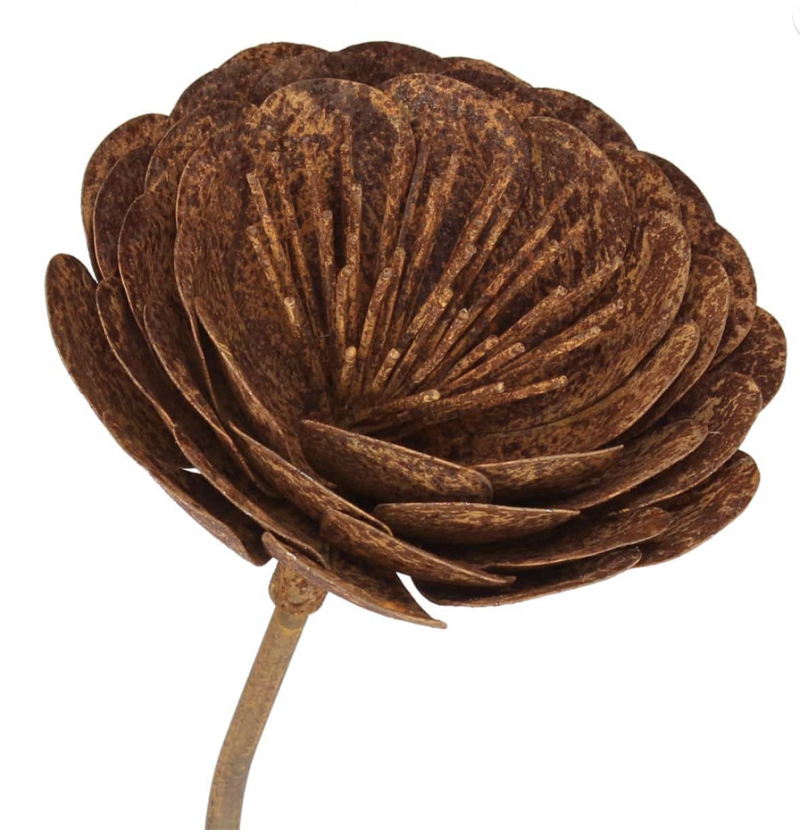 Piquet Fleur Métal Rouillé ø18cm H.130cm