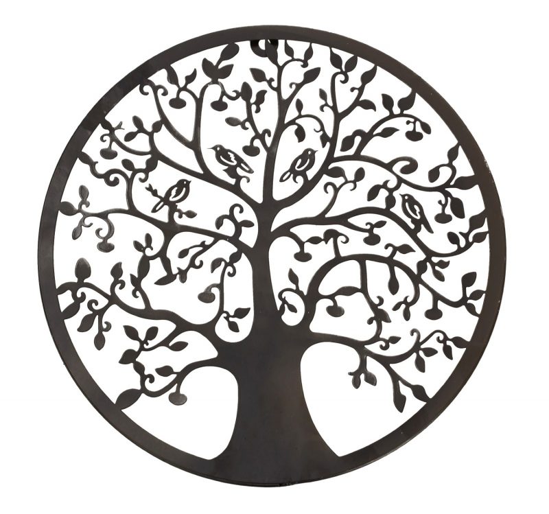 Cercle Arbre de Vie Mural en Métal Noir ø30cm