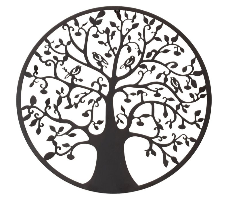 Cercle Arbre de Vie Mural en Métal Noir ø60cm