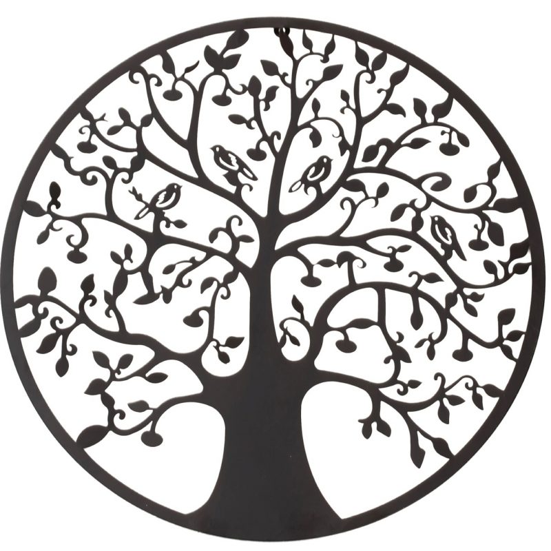Cercle Arbre de Vie Mural en Métal Noir ø60cm