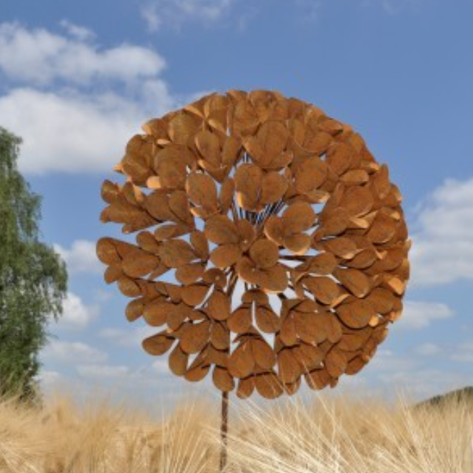 Piquet Fleur Métal Rouillé ø41cm H.130cm