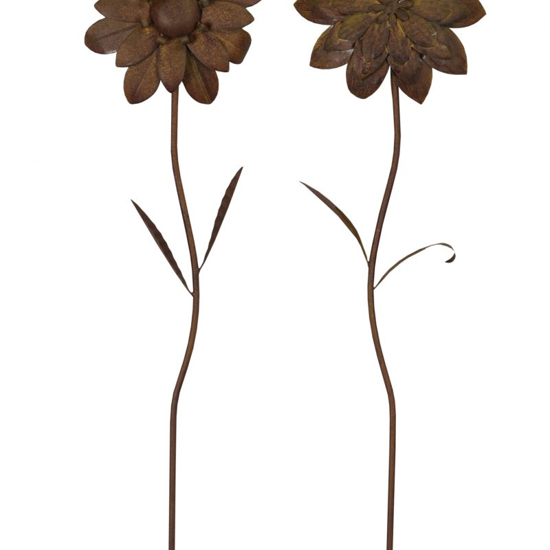 Piquet Fleurs en Métal Rouillé, 2 Modèles au Choix 28x6xh131,5cm