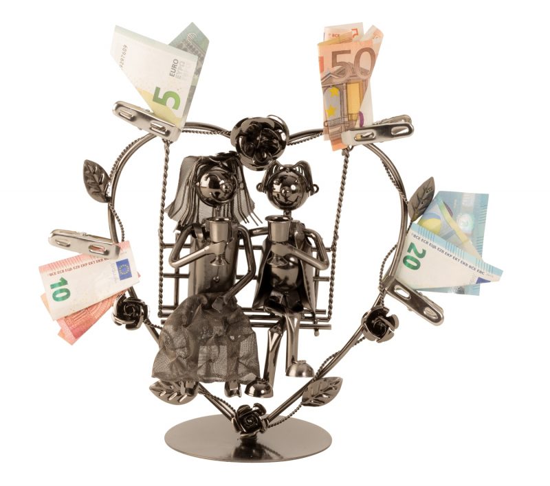 Couple de Mariés en métal sur une Balançoire 24x23cm – Image 2