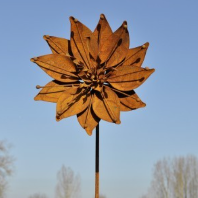 Piquet Fleur Métal Rouillé ø26cm H.140cm