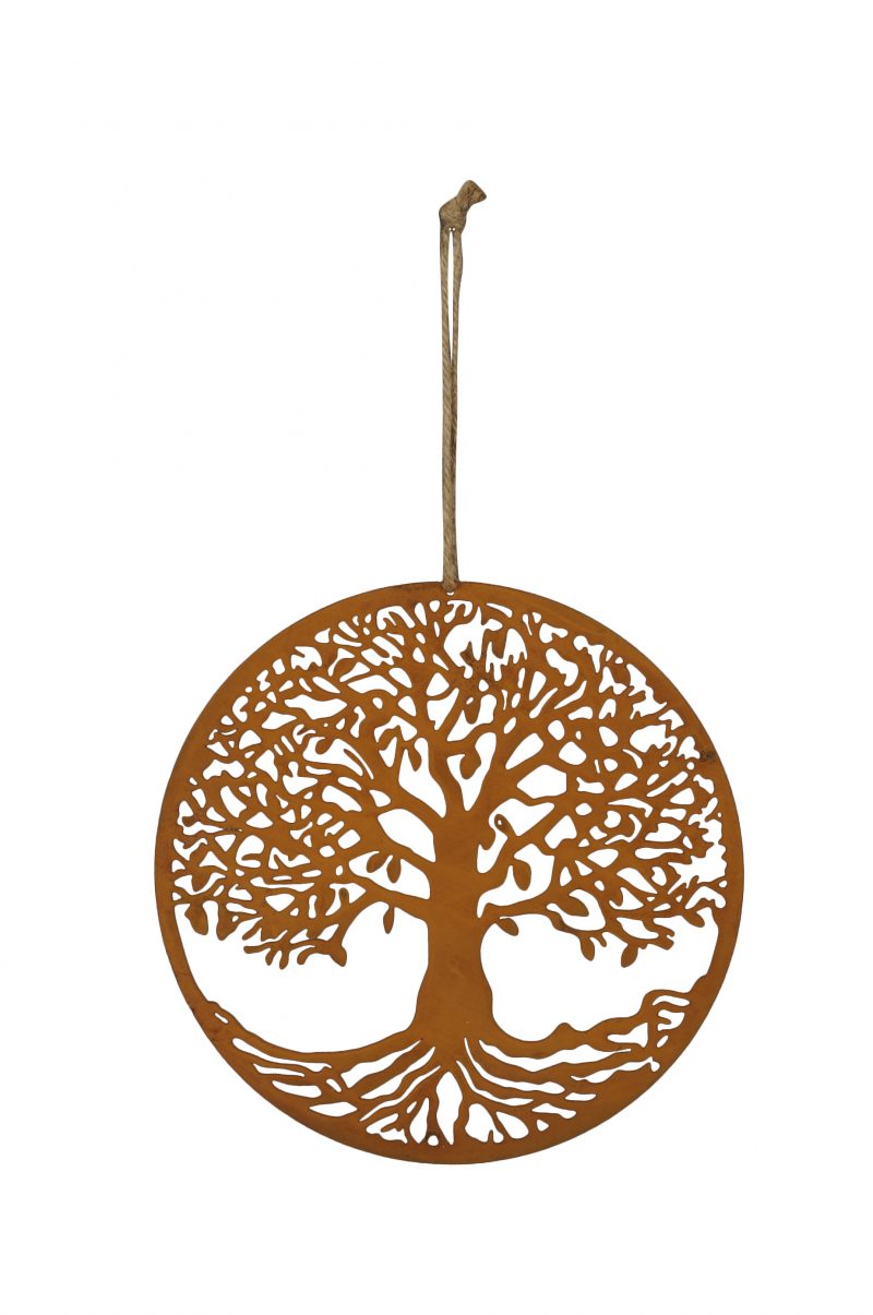 Pendentif Arbre de Vie en Métal Rouillé ø20cm + 12cm