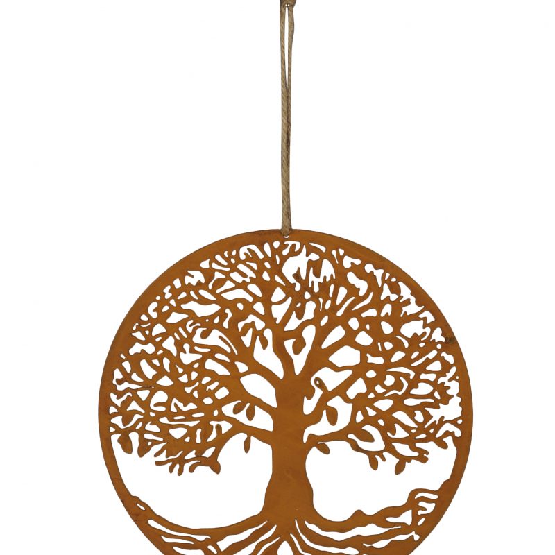 Pendentif Arbre de Vie en Métal Rouillé ø20cm + 12cm