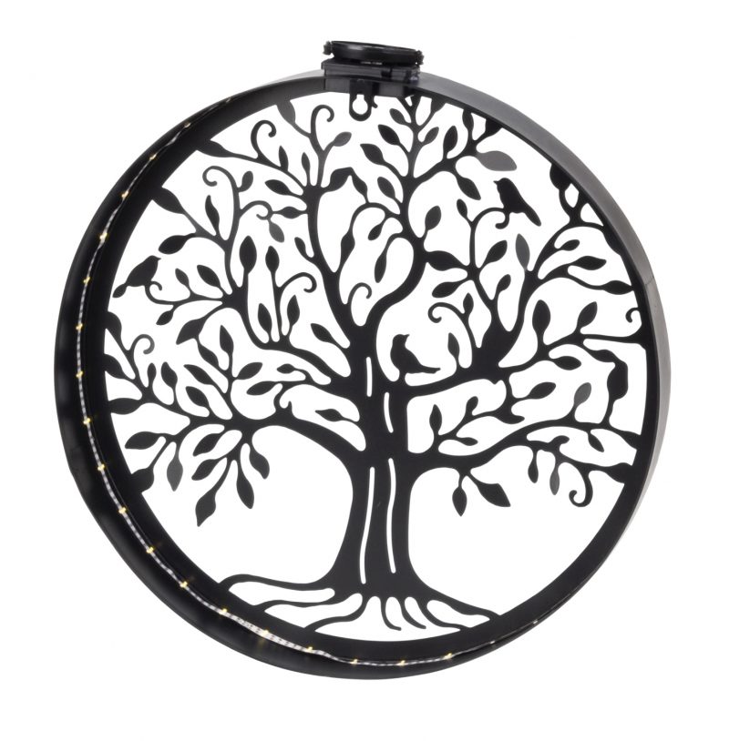 Cercle Solaire Arbre de Vie Mural en Métal Noir ø41cm – Image 2