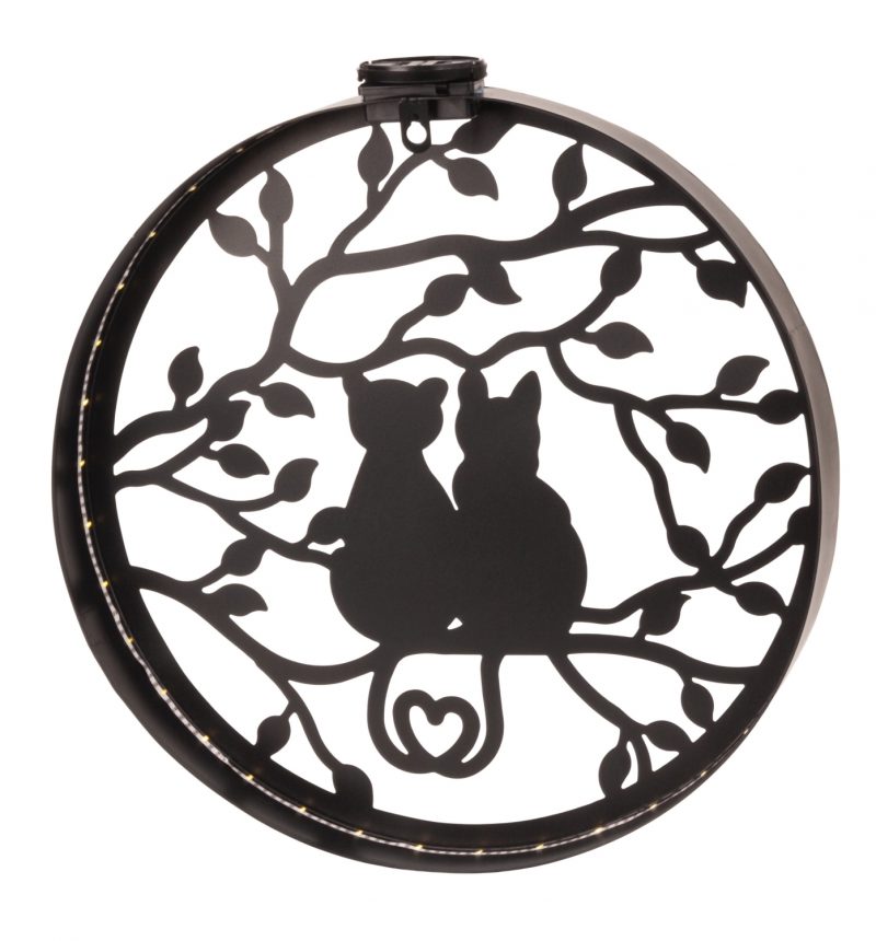 Cercle Solaire Chats dans l'Arbre Mural en Métal Noir ø41cm – Image 2