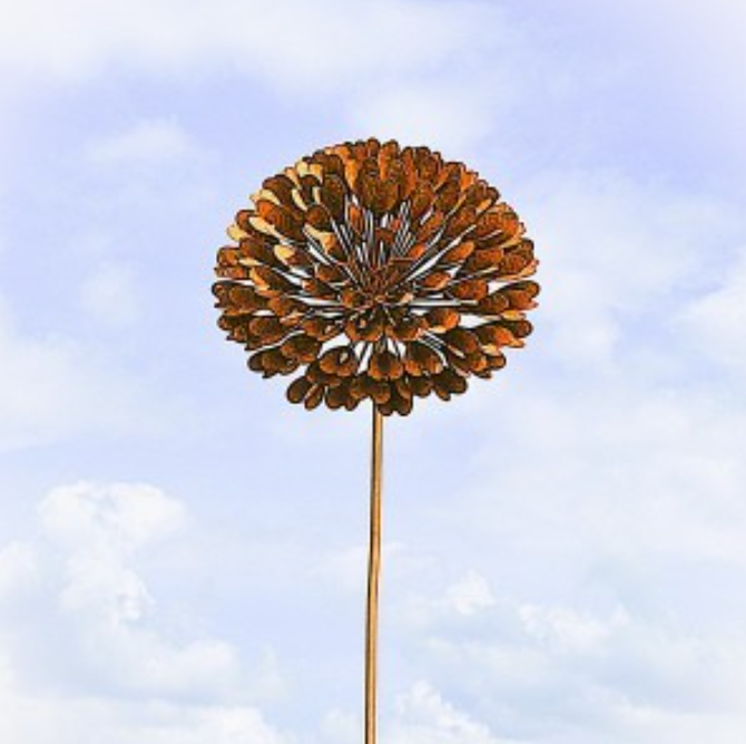 Piquet Fleur Métal Rouillé ø28cm H.200cm