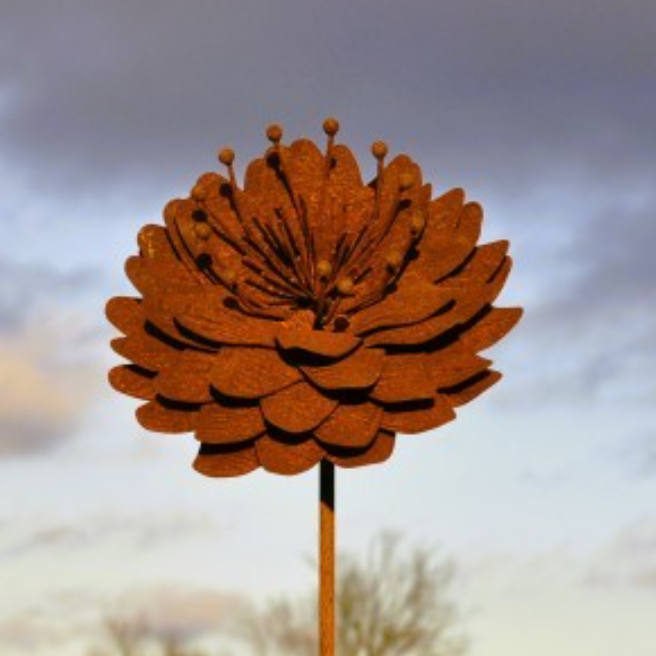 Piquet Fleur Métal Rouillé ø21cm H.150cm