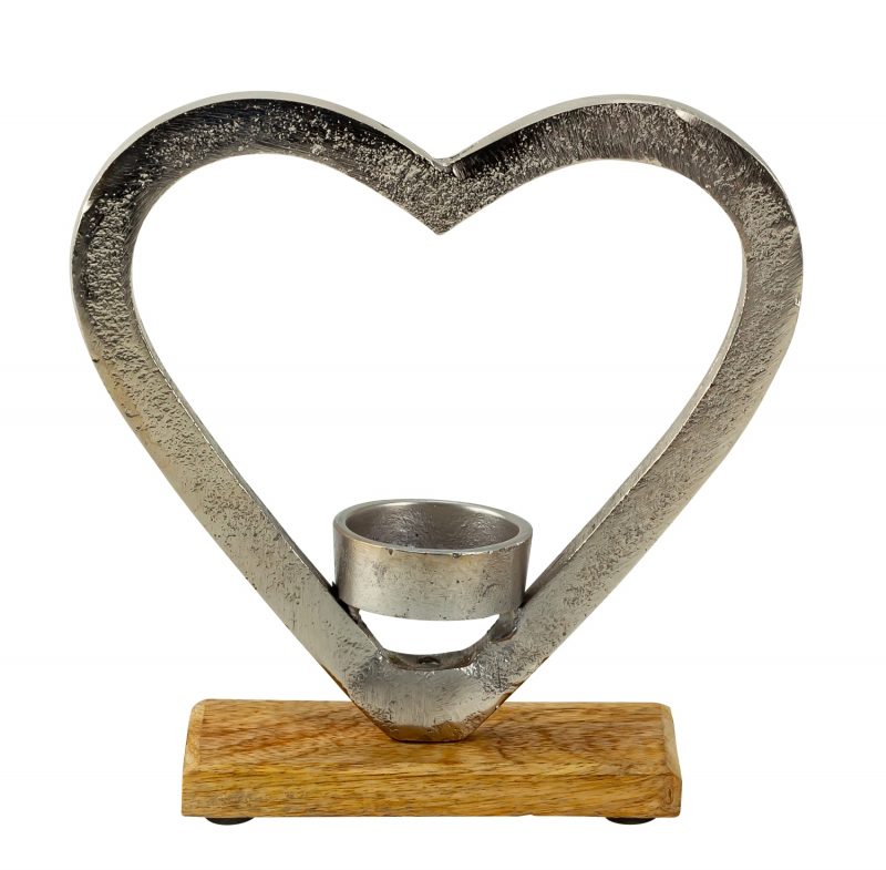 Bougeoir Coeur sur Socle en Bois 18xH.18cm – Image 2