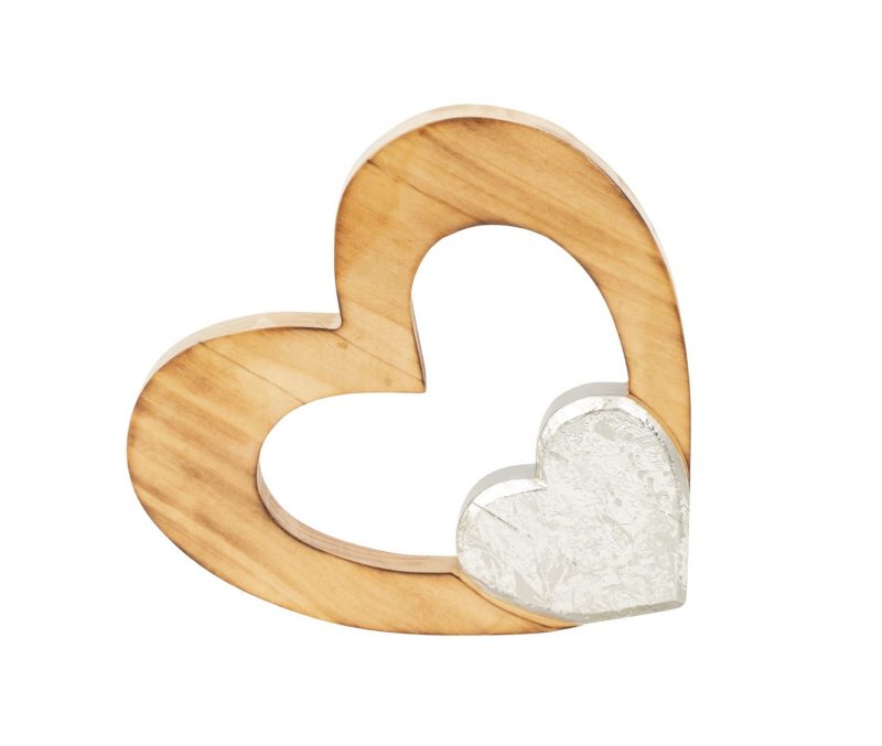 Coeur en Bois à poser 16x15cm
