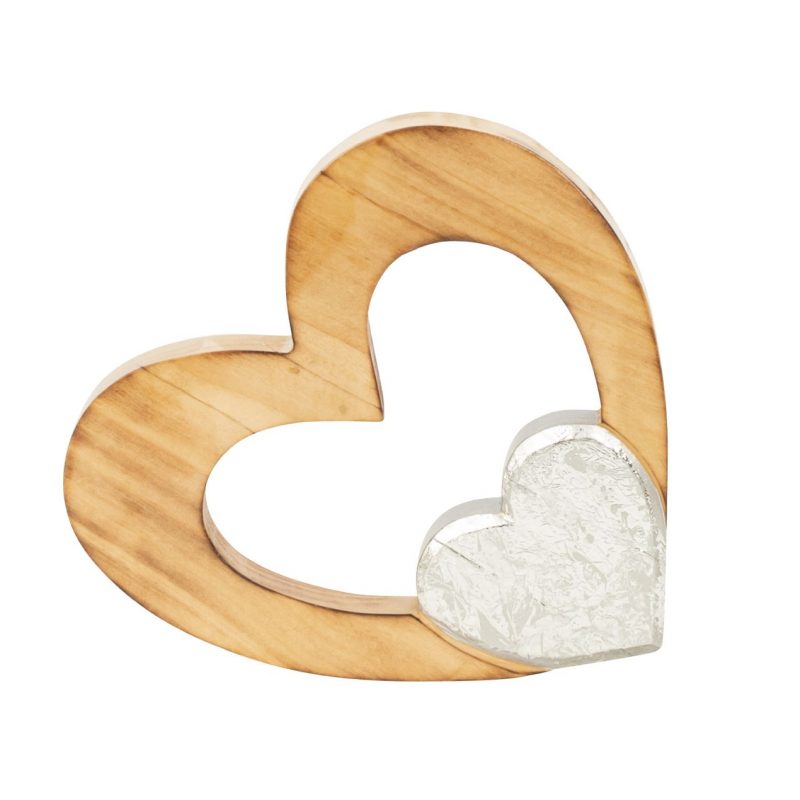 Coeur en Bois à poser 16x15cm