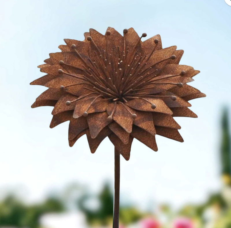 Piquet SunFlower en Métal Rouillé ø24cm H.155cm – Image 2