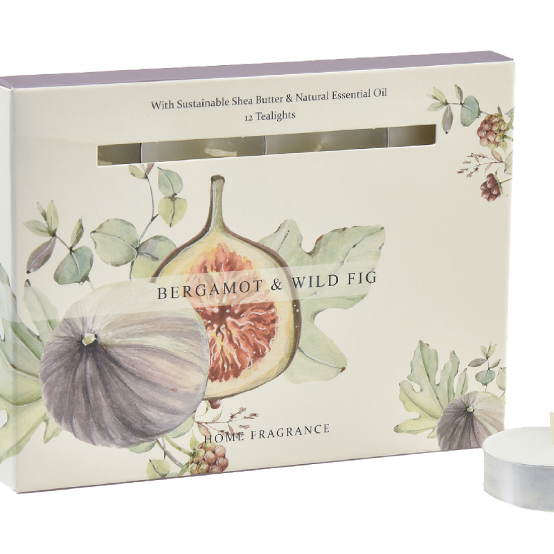 Set de 12 Bougies Chauffe-Plat Senteur Bergamote et Figue Blanche au Beurre de Karité et Huiles Essentielles ø3,5cm