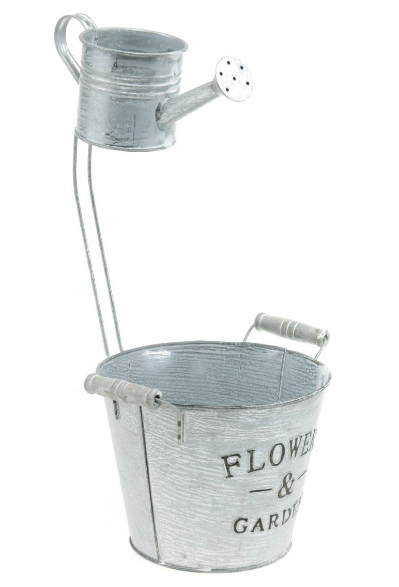 Pot Décoratif avec Arrosoir en Métal Gris H.38m – Image 2