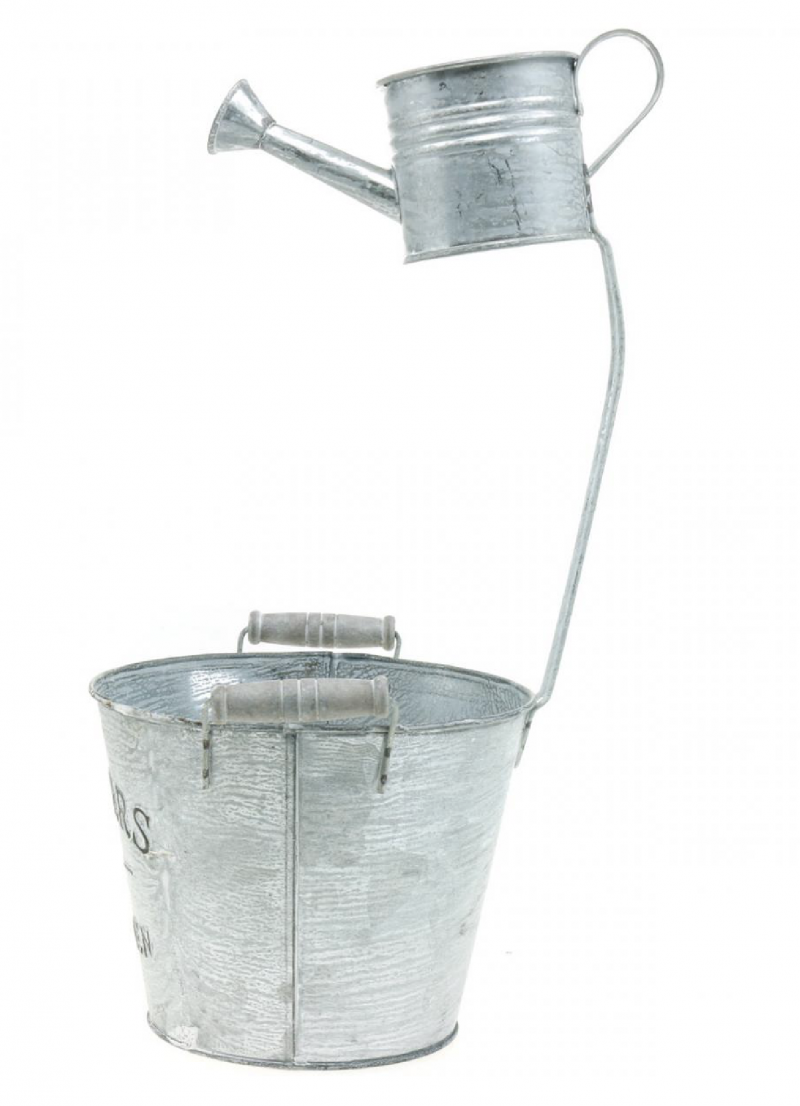 Pot Décoratif avec Arrosoir en Métal Gris H.38m – Image 4