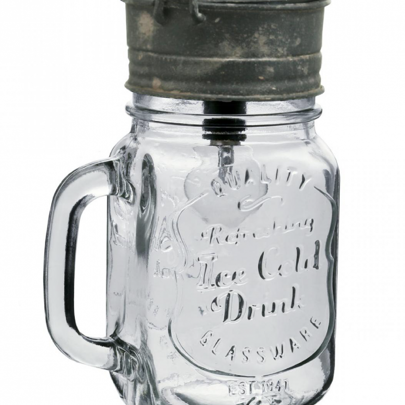 Lampe LED Verre "Ice Cold Drink" avec Métal Vieilli ø8cm x H.16cm