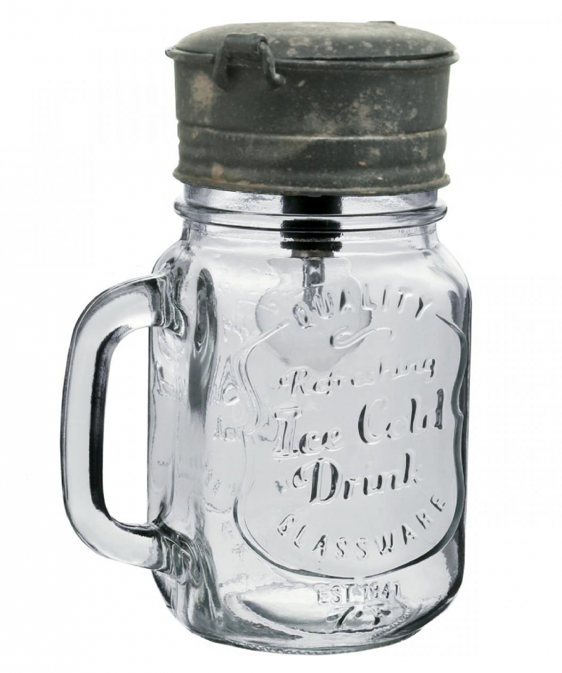 Lampe LED Verre "Ice Cold Drink" avec Métal Vieilli ø8cm x H.16cm