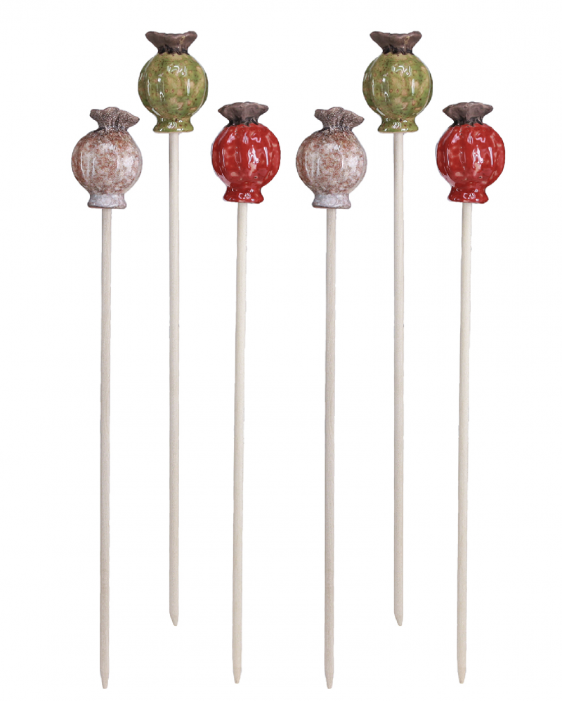Fleur de Pavot en Céramique sur Tige en Bois, 3 Couleurs au Choix, ø6 x 35m – Image 4