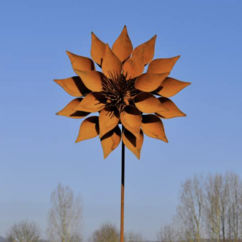 Piquet Fleur Métal Rouillé ø36cm H.140cm