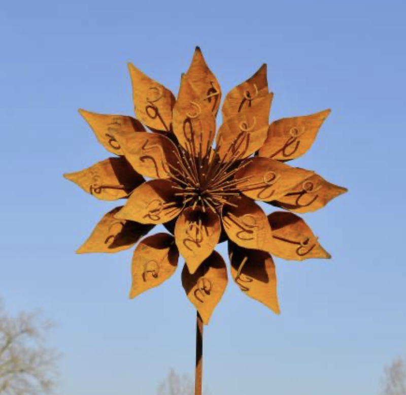 Piquet Fleur Métal Rouillé ø34cm H.140cm