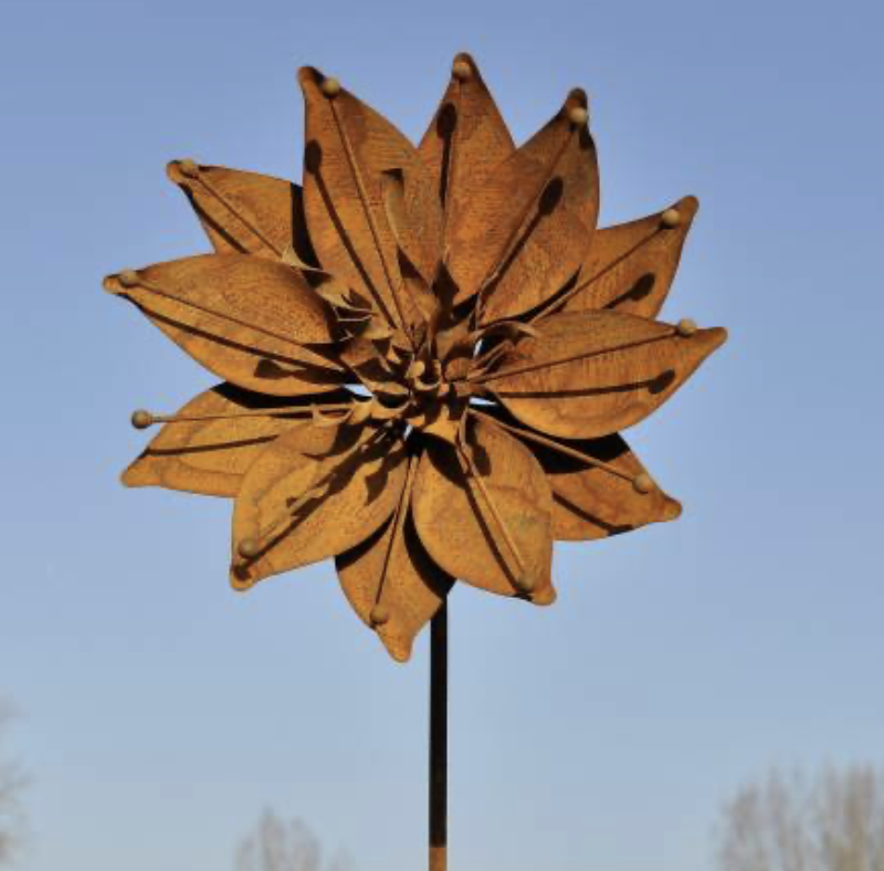 Piquet Fleur Métal Rouillé ø26cm H.140cm