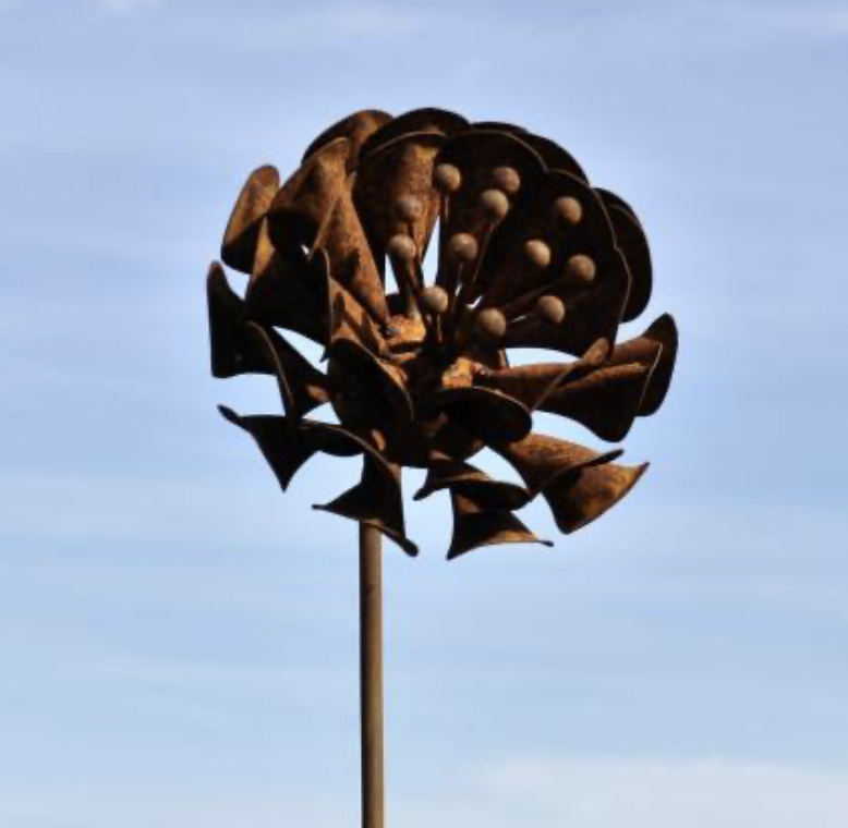 Piquet Fleur Métal Rouillé ø17cm H.147cm