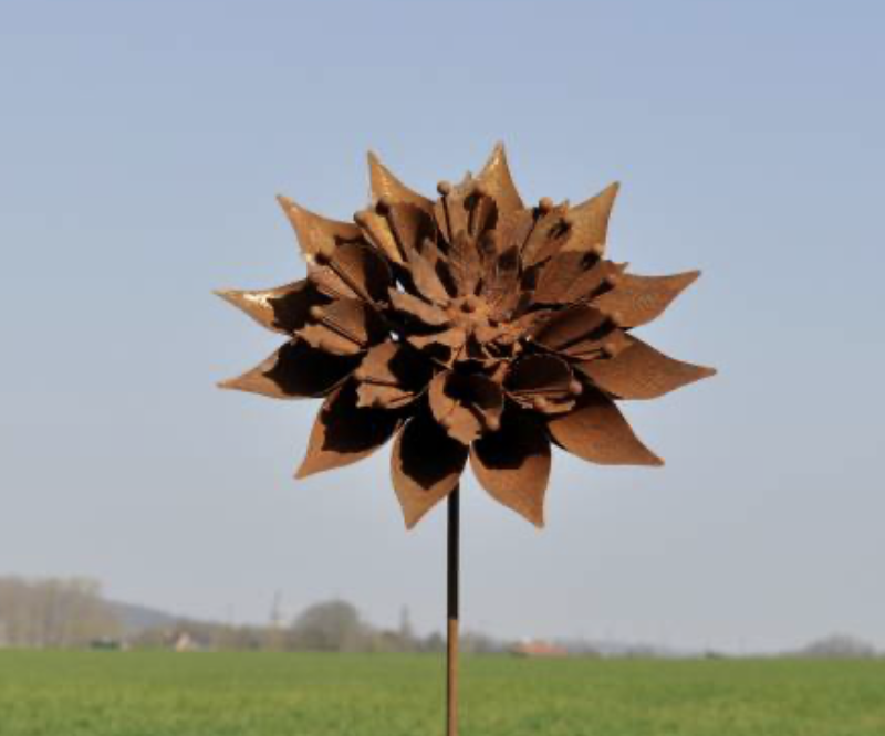 Piquet Fleur Métal Rouillé ø36cm H.150cm