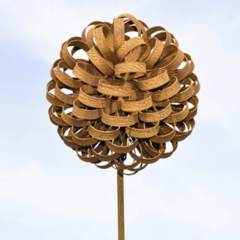 Piquet Fleur Métal Rouillé ø20cm H.147cm
