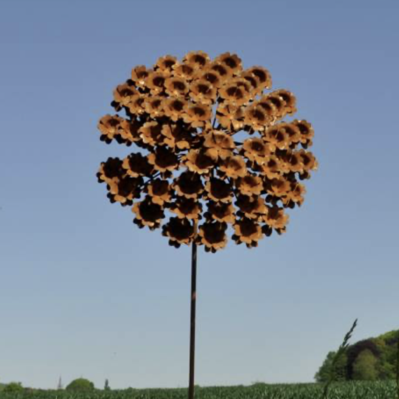 Piquet Fleur Métal Rouillé ø38cm H.140cm
