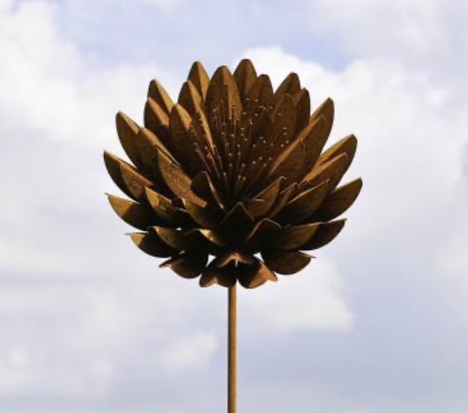 Piquet Fleur Métal Rouillé ø23cm H.180cm