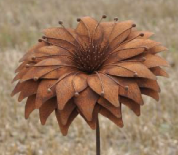 Piquet SunFlower en Métal Rouillé ø32cm H.146cm