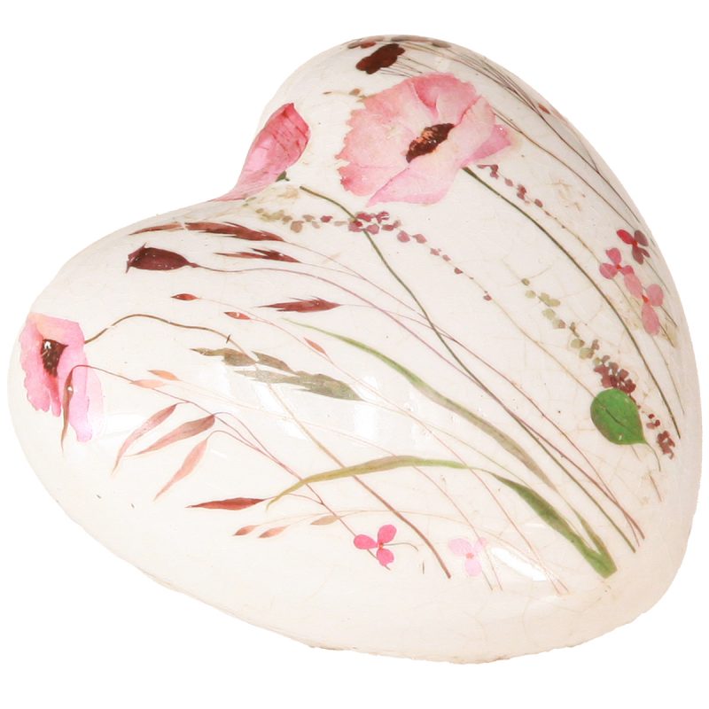 Coeur en Céramique Craquelée Floral 8x8cm