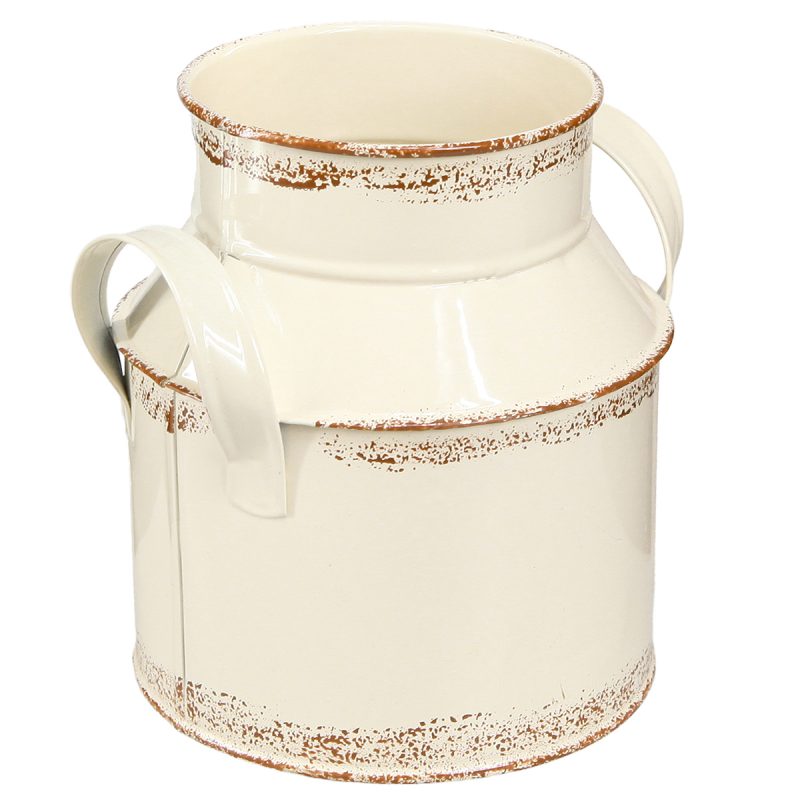 Pot à Lait Vintage "1982" en Métal Blanc Vieilli H.16cm – Image 3