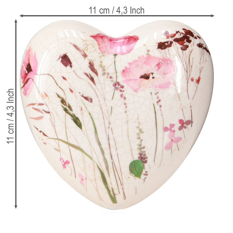 Coeur en Céramique Craquelée Floral 11x11cm – Image 3