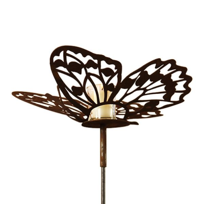 Piquet Photophore Papillon en Métal Rouillé 120cm