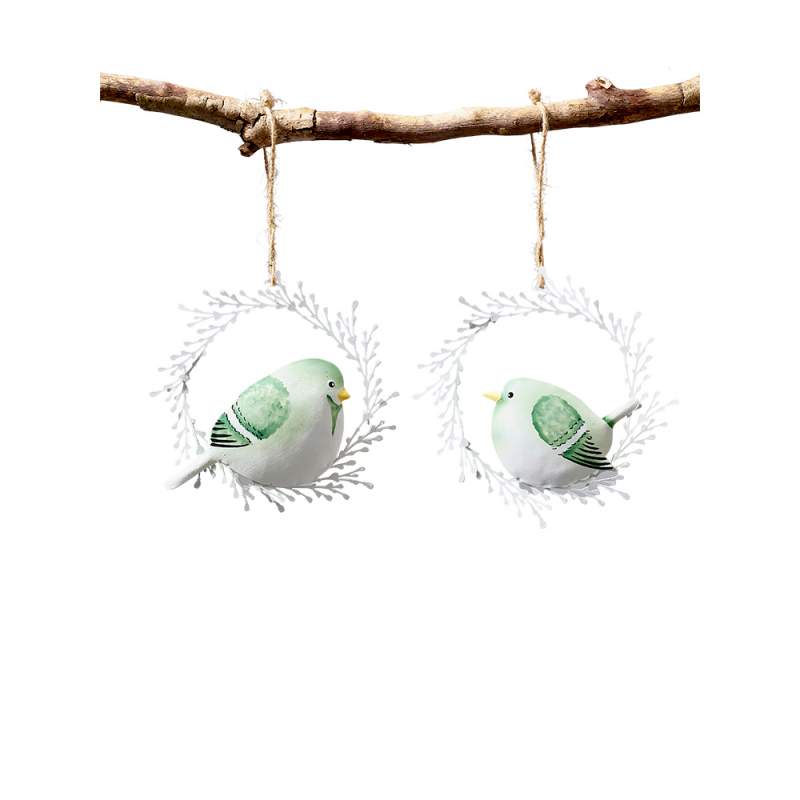 Pendentif Oiseau en Métal Coloré dans Cercle 15x14cm