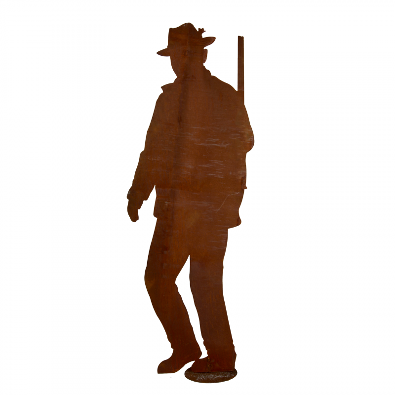 Chasseur en Métal Rouillé sur Socle H.180cm