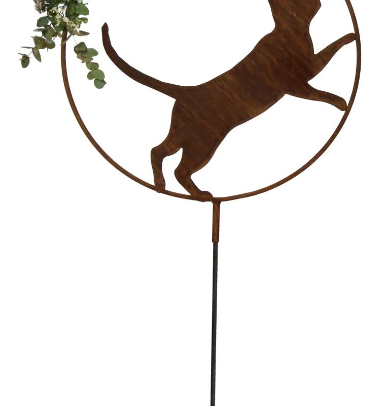 Piquet Chat dans Cercle en Métal  Rouillé ø50cm