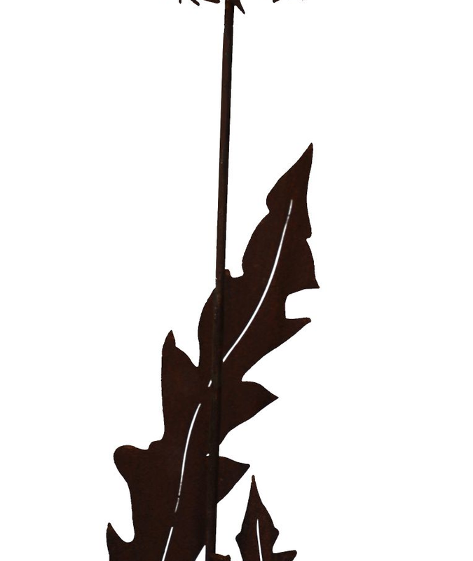 Piquet Pissenlit avec Feuilles en Métal Rouillé ø14,7x69cm