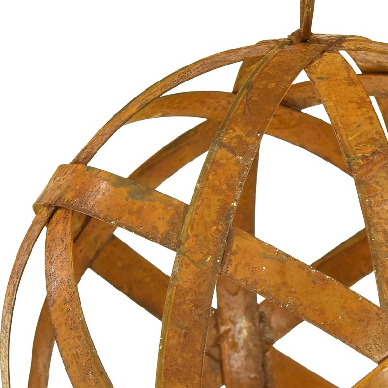 Sphère décorative en Métal Rouillé à Suspendre ø20cm – Image 3