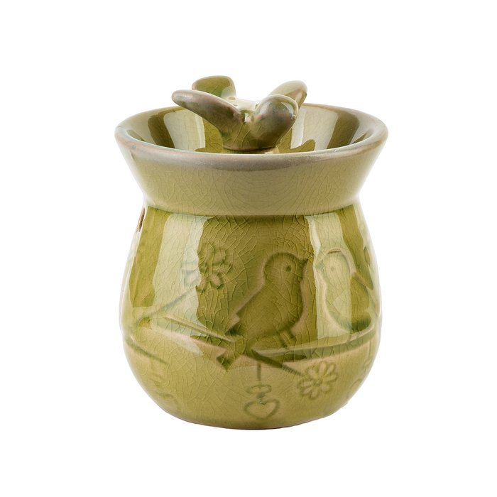 Brûle Parfum en Céramique Kaki Nuancé 8x5x9cm