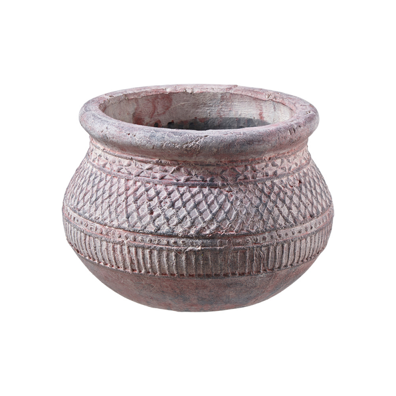 Pot en Céramique ø24,5xH.17cm Motif Losange Gris/Marron – Image 2